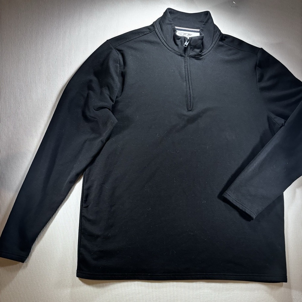 Men's Original Weatherproof Vintage 1/4‎ Zip Knit Fleece Lined Black Pullover XL